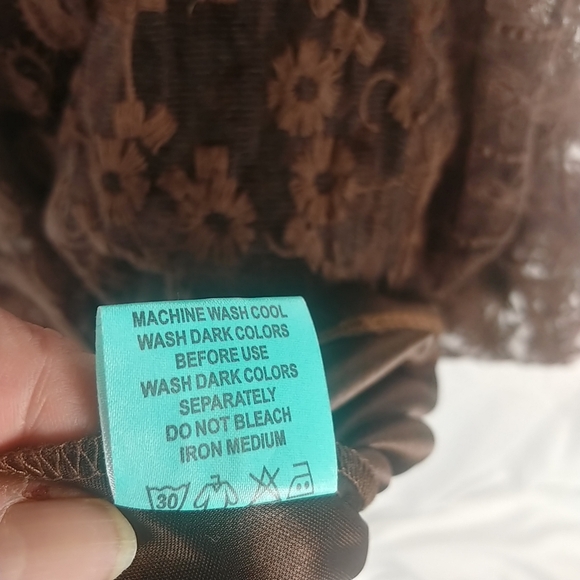 CowGirl Hardware Lace Aline Dress Women S Button Detail Empire Waist Brown - Picture 8 of 9